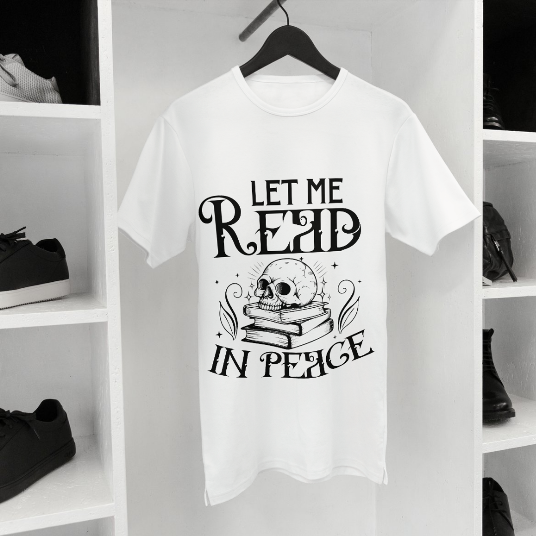 "Let me read in peace" Gothic Book Lovers' T-Shirt – Available in Multiple Colors and Sizes