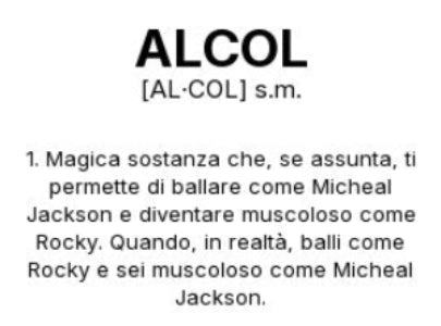 Tazza “ALCOL” – Definizione Ironica in Stile Dizionario
