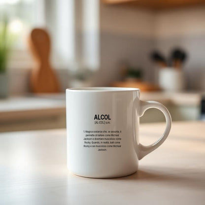 Tazza “ALCOL” – Definizione Ironica in Stile Dizionario