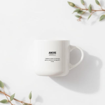 Tazza “AMORE” – Definizione Ironica in Stile Dizionario