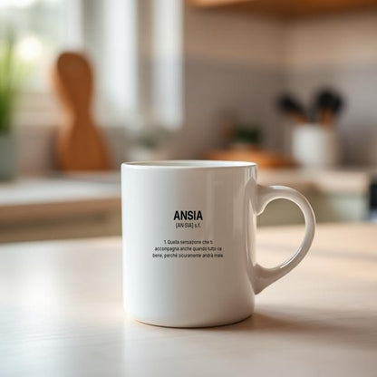 Tazza “ANSIA” – Definizione Ironica in Stile Dizionario