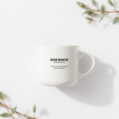 Tazza “BUGIE BIANCHE” – Definizione Ironica in Stile Dizionario
