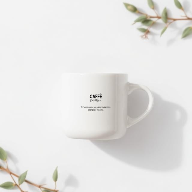 Tazza “CAFFÈ” – Definizione Ironica in Stile Dizionario
