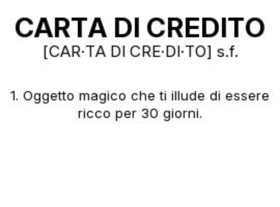 Tazza “CARTA DI CREDITO” – Definizione Ironica in Stile Dizionario
