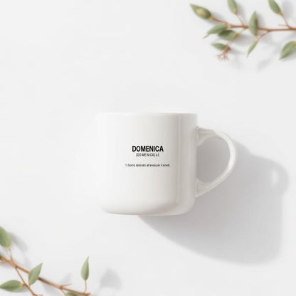 Tazza “DOMENICA” – Definizione Ironica in Stile Dizionario