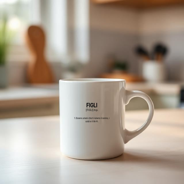Tazza “FIGLI” – Definizione Ironica in Stile Dizionario