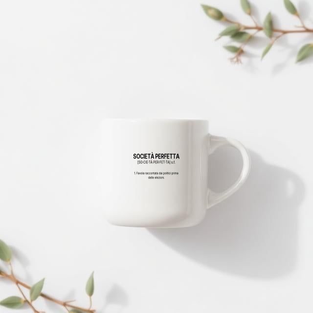 Tazza “SOCIETÀ PERFETTA” – Definizione Ironica in Stile Dizionario