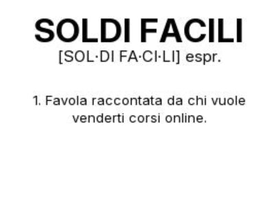Tazza “SOLDI FACILI” – Definizione Ironica in Stile Dizionario