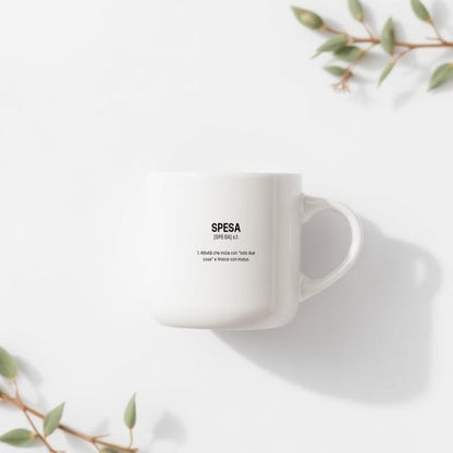 Tazza “SPESA” – Definizione Ironica in Stile Dizionario