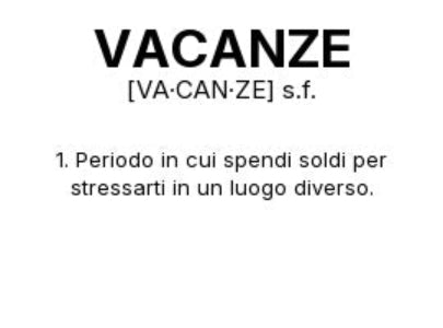 Tazza “VACANZE” – Definizione Ironica in Stile Dizionario