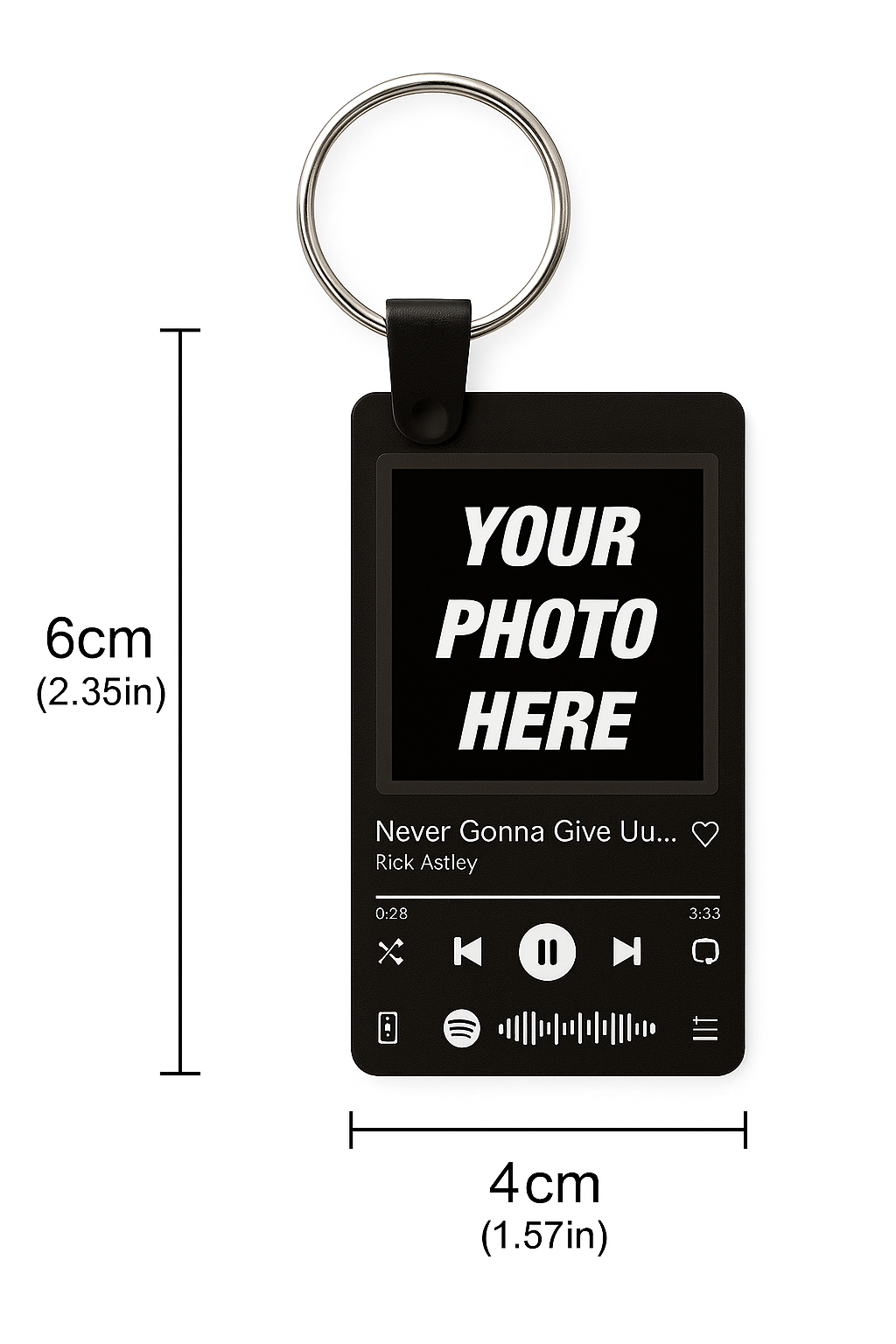 Portachiavi Personalizzato Spotify — Rettangolare (6cm × 4cm)