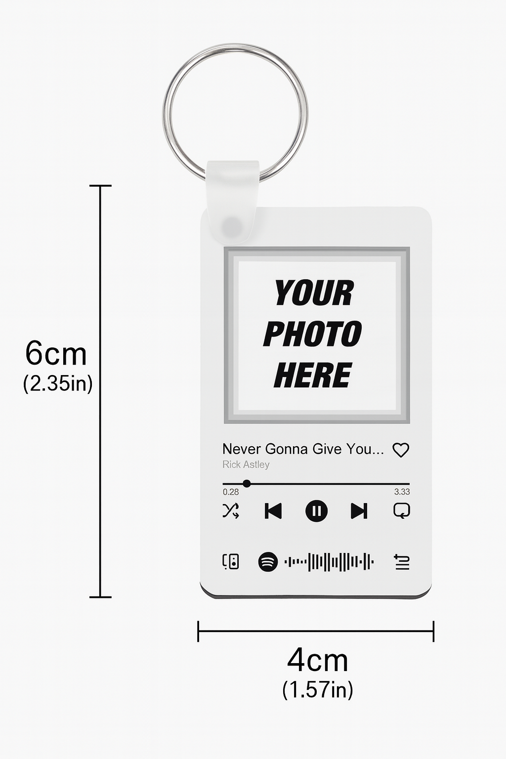 Portachiavi Personalizzato Spotify — Rettangolare (6cm × 4cm)